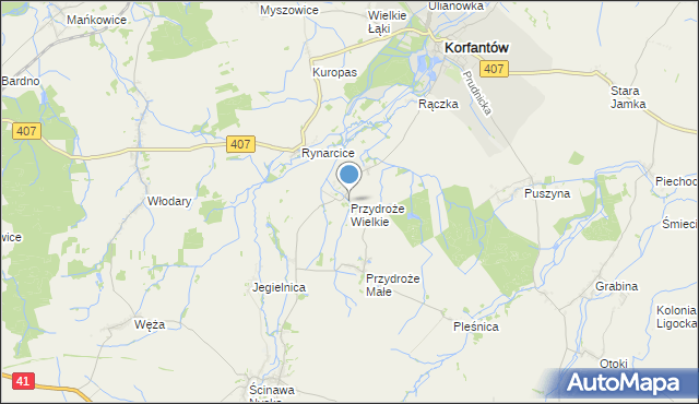 mapa Przydroże Wielkie, Przydroże Wielkie na mapie Targeo